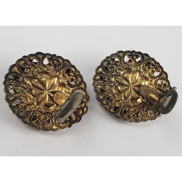 Vtg West Germany Aurora Borealis Amber Topaz Rhinestone Faux Pearl Brooch Set - Picture 15 of 16